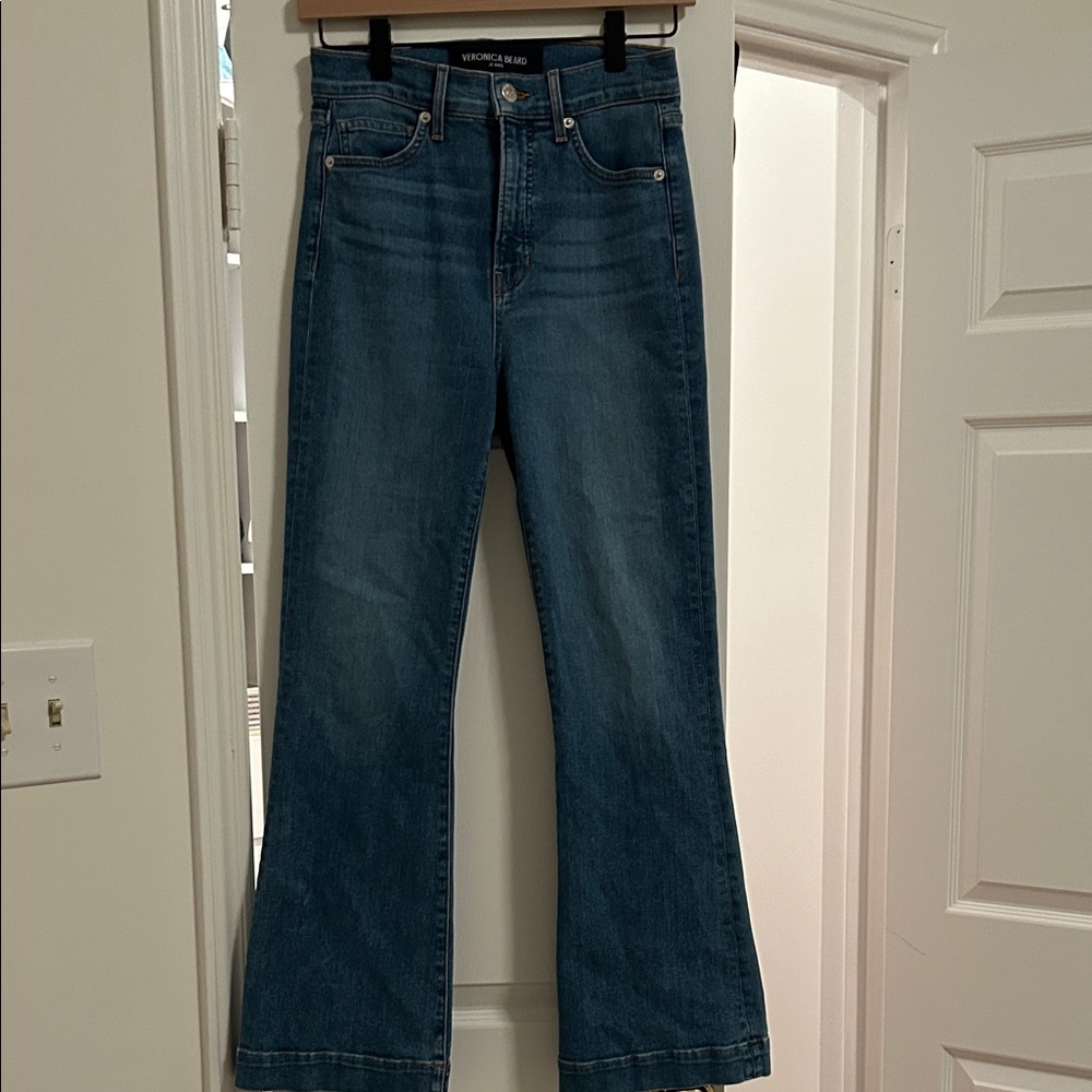 Veronica Beard Carson Ankle Flare Wide-Leg High-Rise Jeans